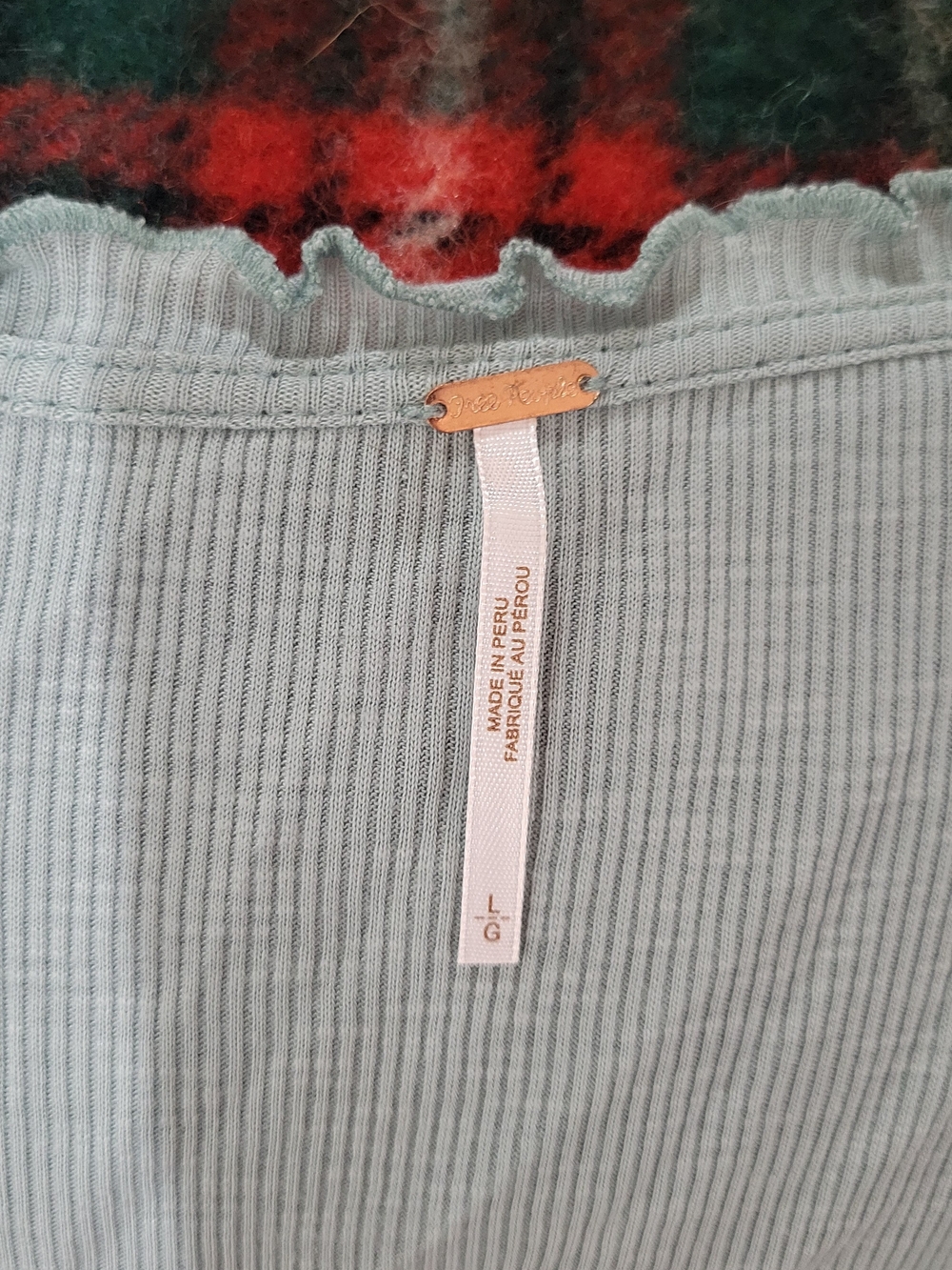 Free People Light Green Ruffle-Edge Button Top - Picture 2 of 3
